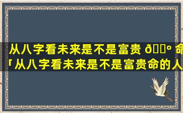 从八字看未来是不是富贵 🌺 命「从八字看未来是不是富贵命的人」